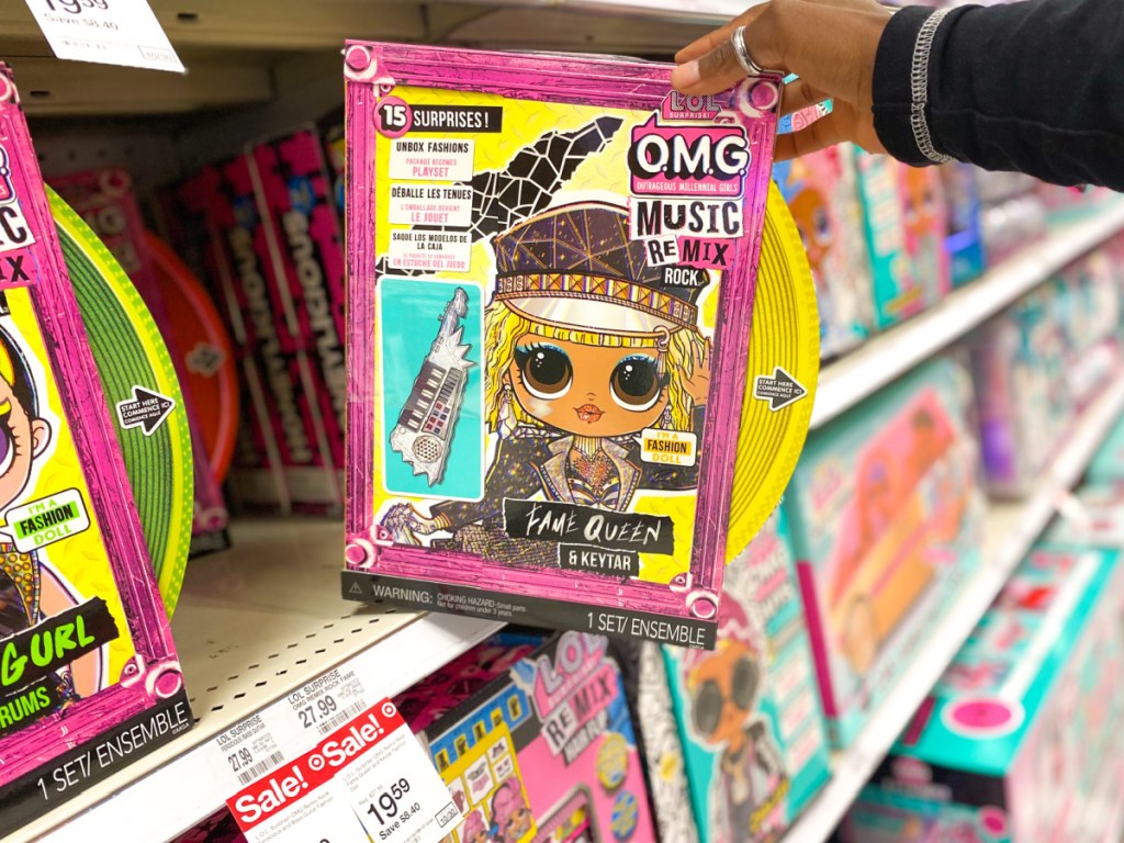 music-themed fashion doll on store shelf