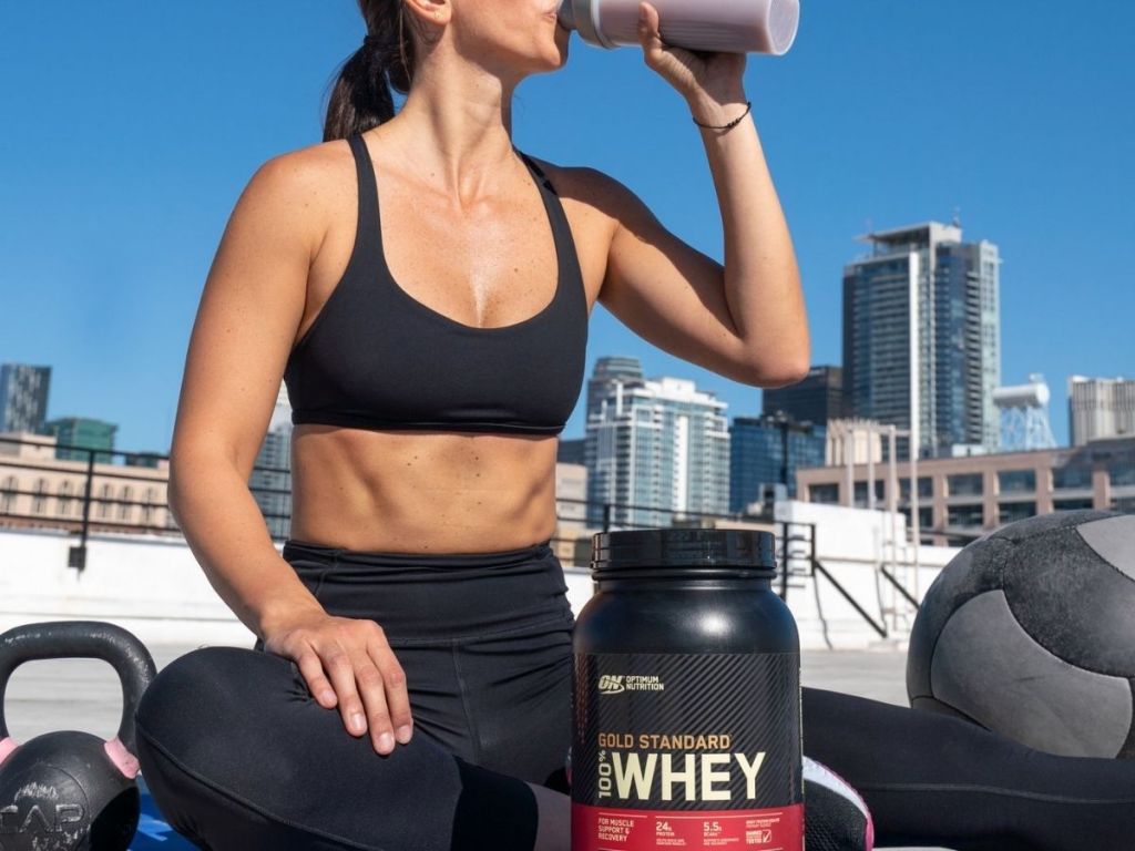 woman drinking whey 