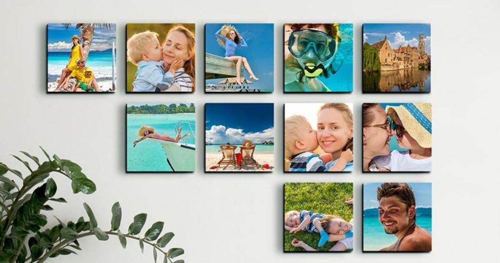 photo tiles hanging on wall