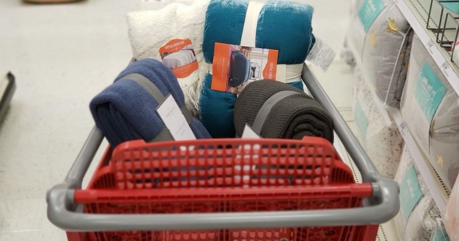 Shopping Cart filled with bedding items