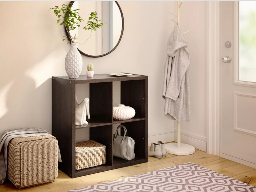 threshold 4 cube organizer shelf with decorations