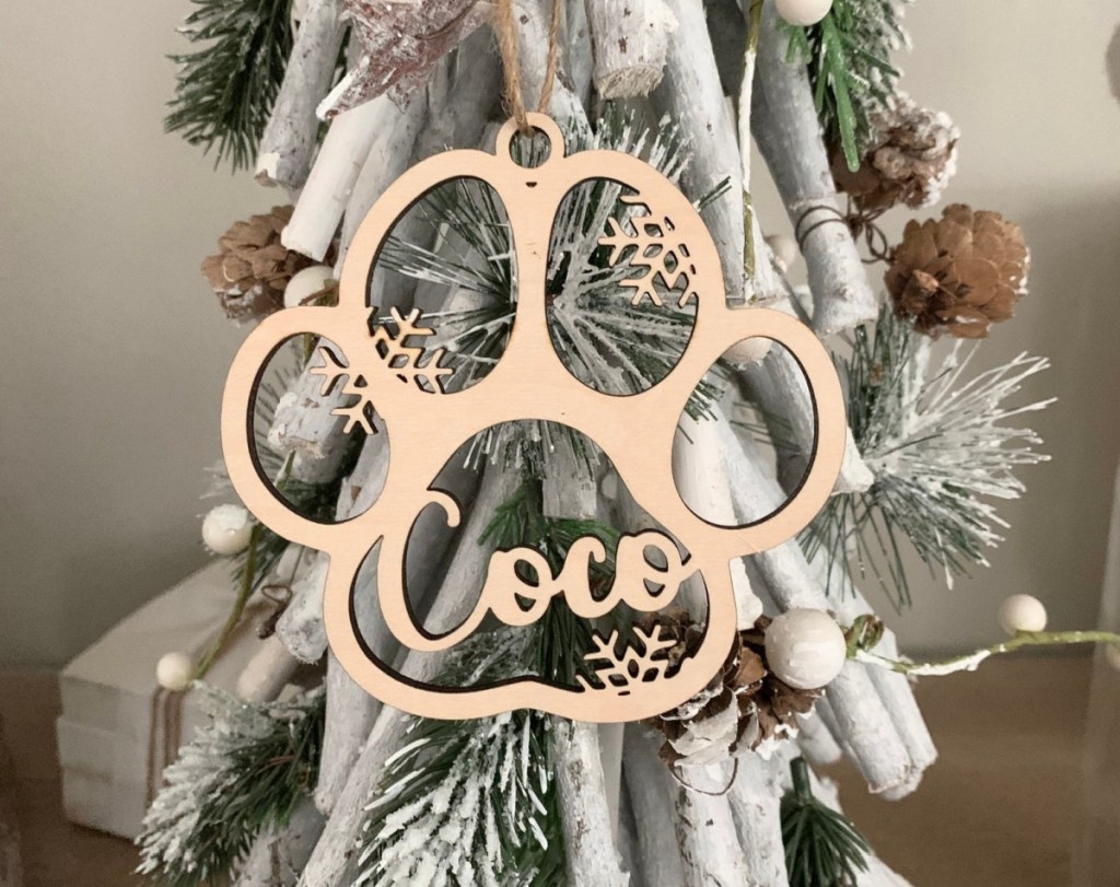 pet paw print personalized ornament