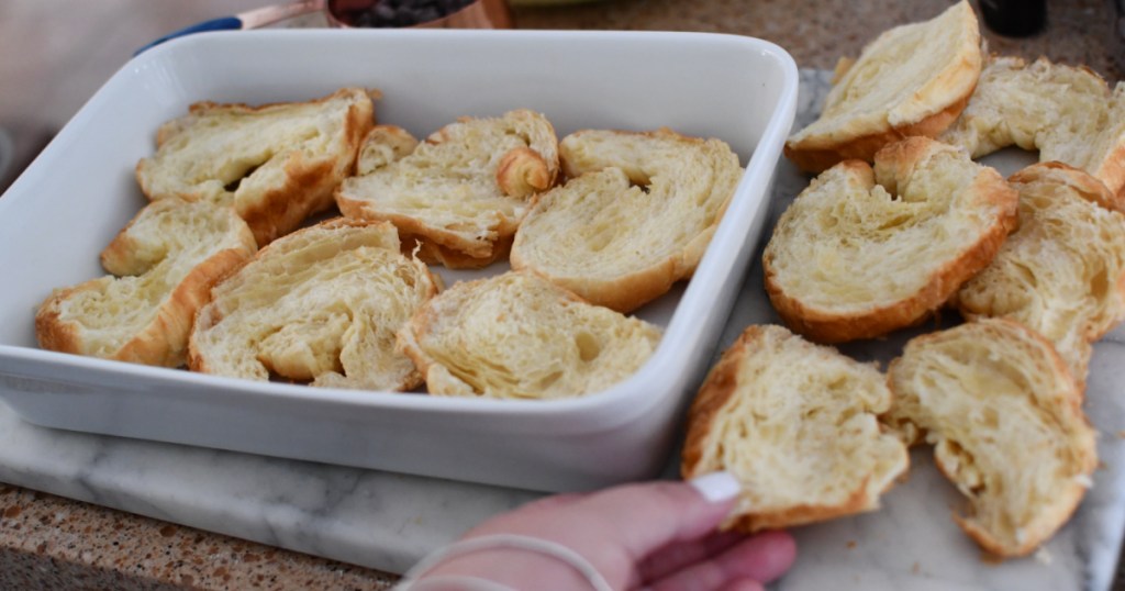 cutting croissants in half