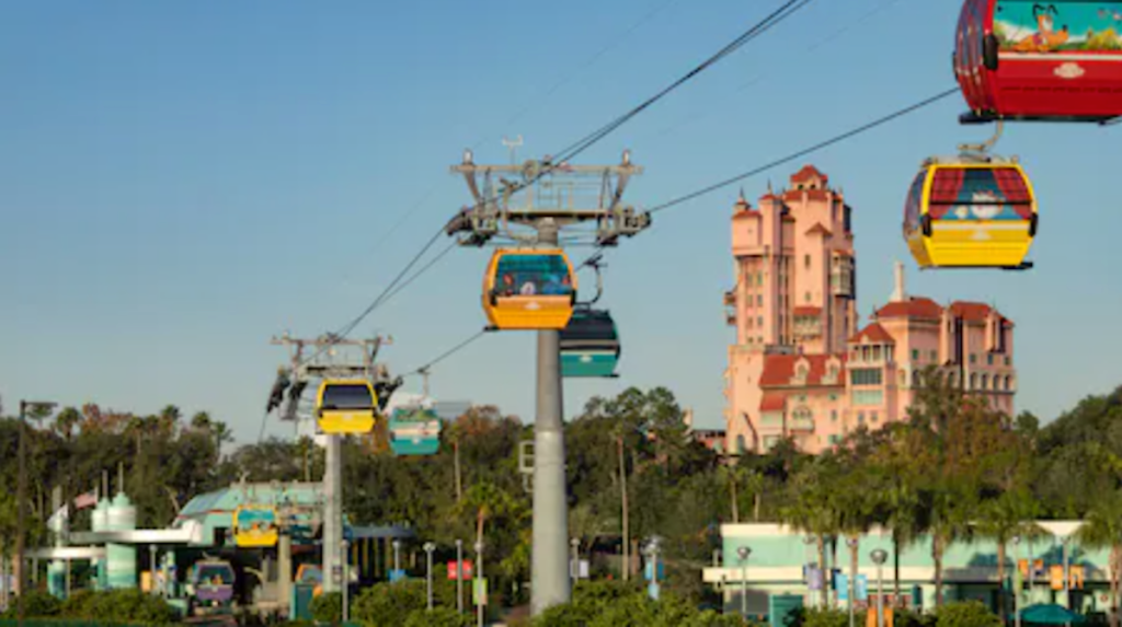 disney's skyliner in front of hollywood studios tower of terror