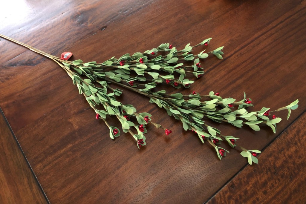 holly leaves on table