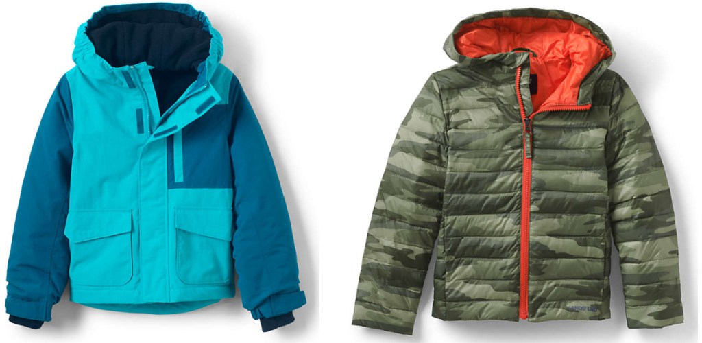 blue and camo kids coats