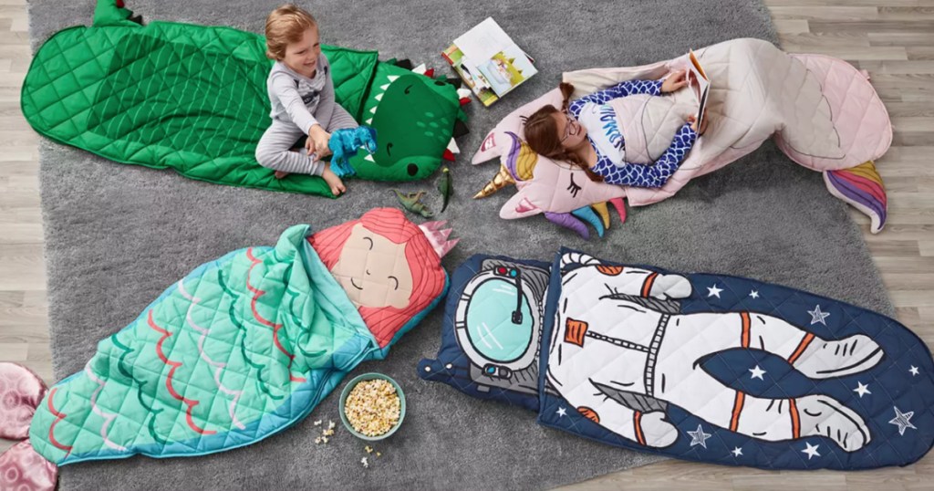 kids laying in members mark sleeping bag