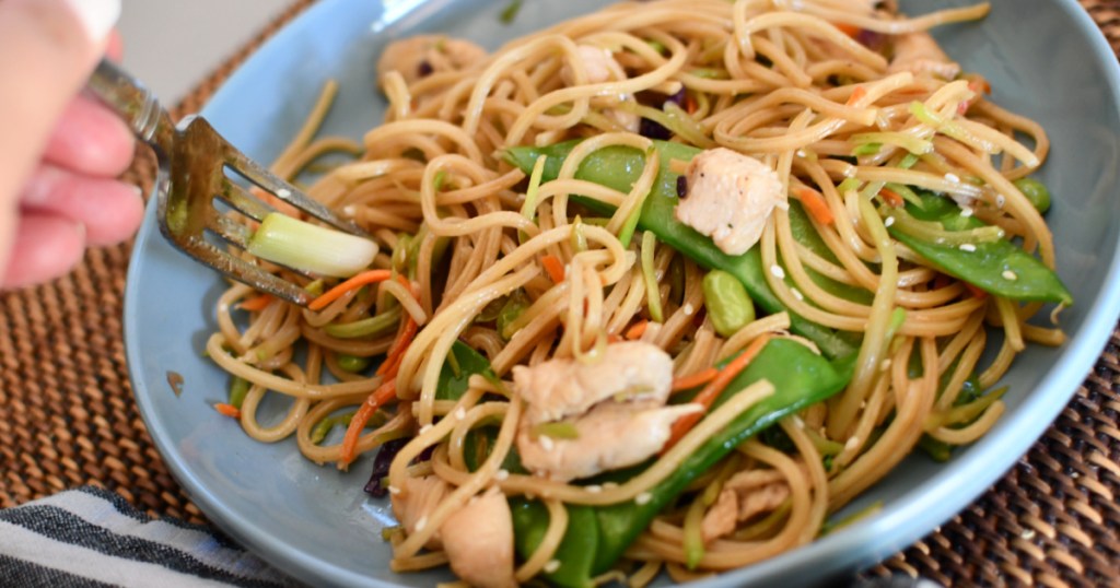 plate of chow mein noodles