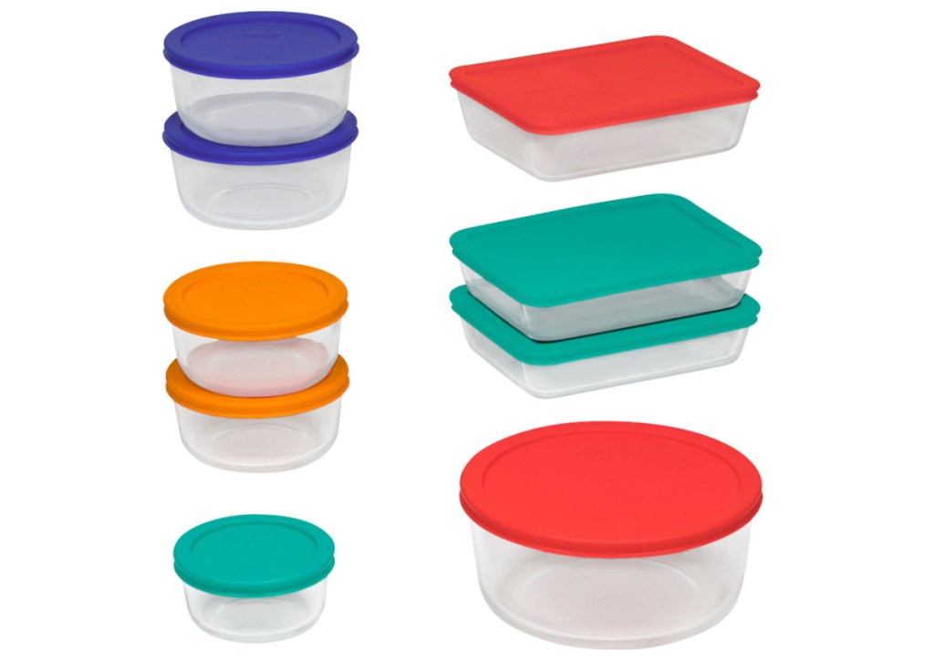 colorful pyrex 18-piece set