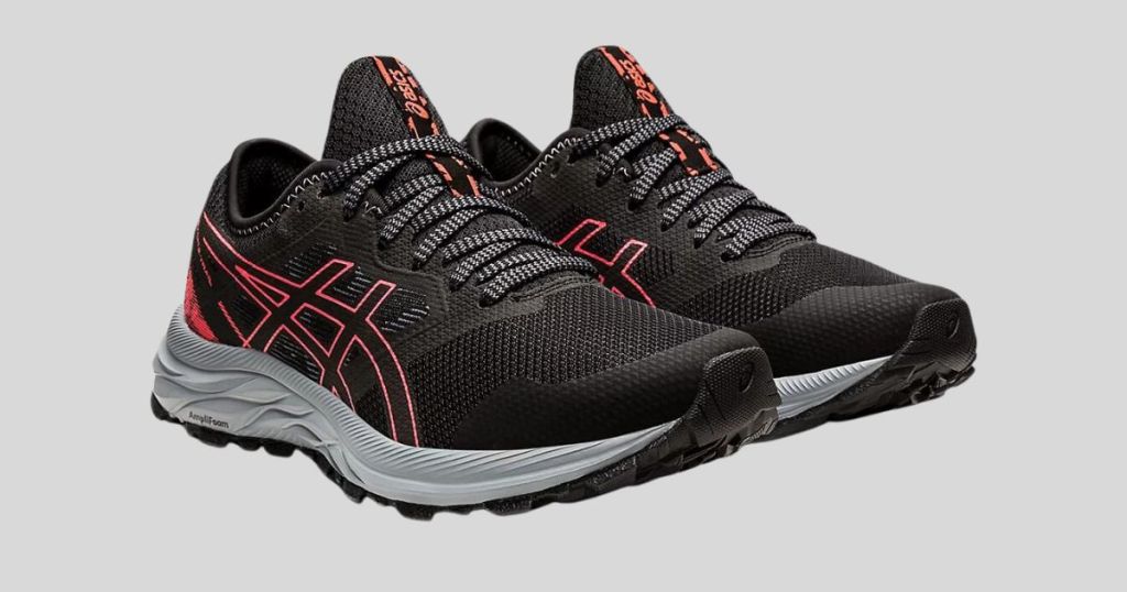 asics black shoes with orange trim