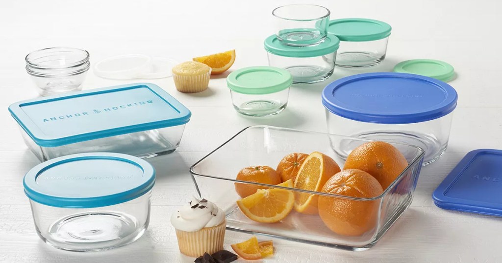 empty and filled food storage containers