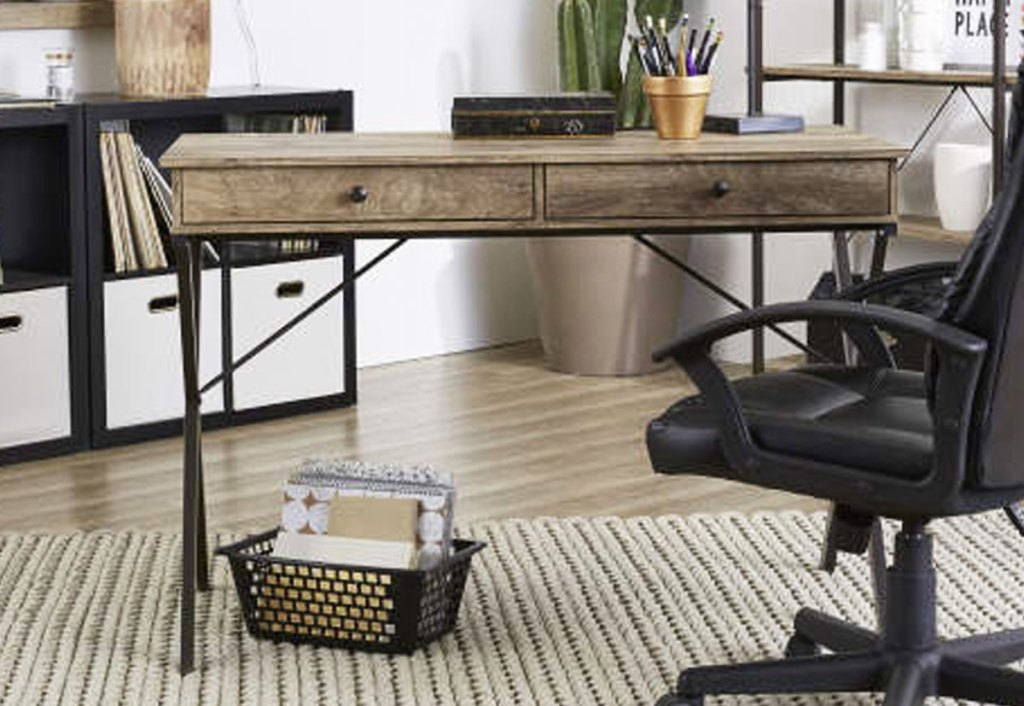 rustic desk in home office