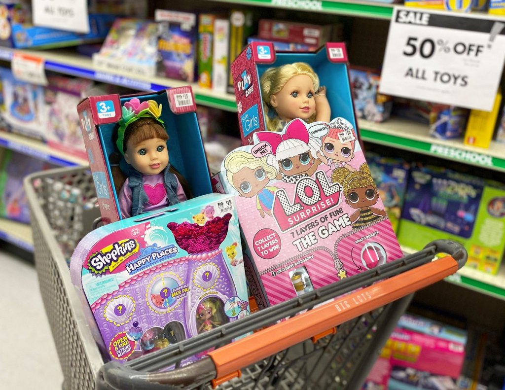 toys in big lots shopping cart