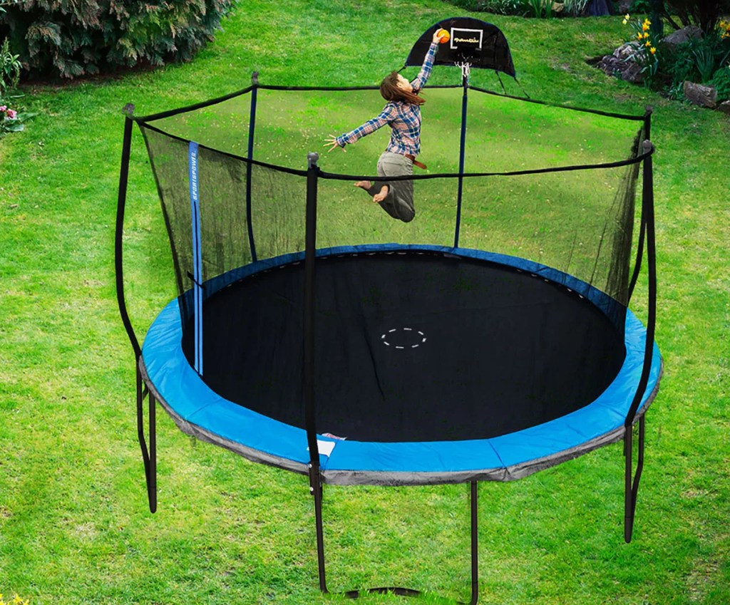 kid jumping on trampoline