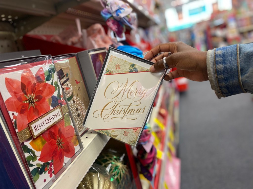 hand holding CVS Christmas Cards