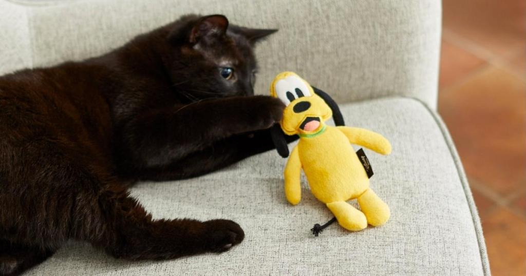cat with pluto plush cat toy with catnip