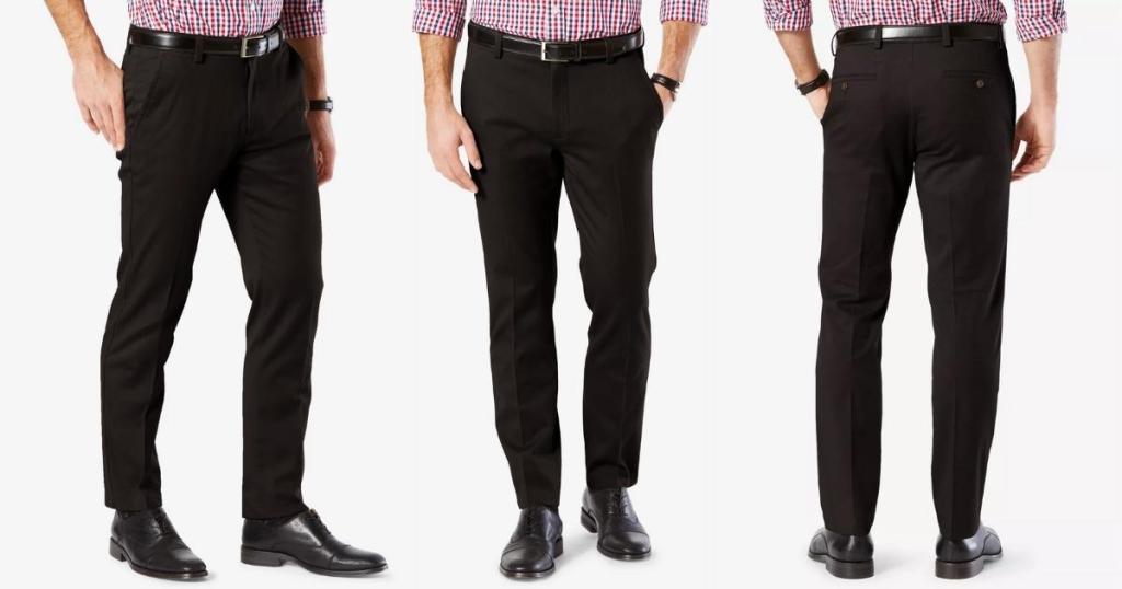 men modeling black docker's original fit pants