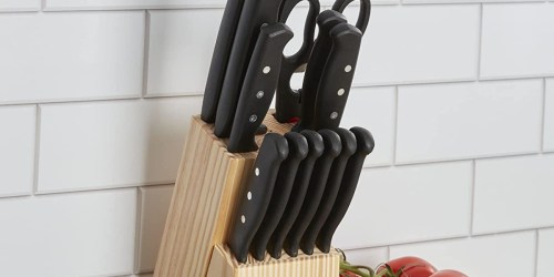 Farberware 22-Piece Knife Block & Kitchen Tool Set Only $13 on Amazon | Never Needs Sharpening