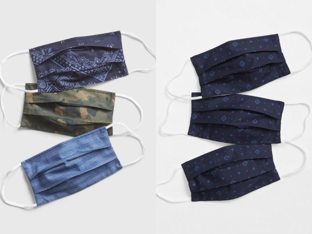 two 3 packs of navy face masks from gap