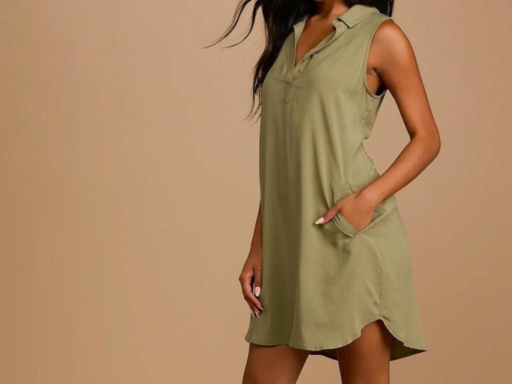 Going for Casual Olive Green Sleeveless Dress