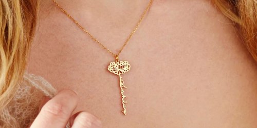 Personalized Birth Flower Name Necklace Only $34 Shipped | Great Gift Idea