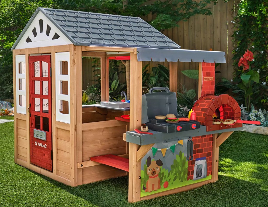 KidKraft Grill & Chill Pizza Party Wooden Outdoor Playhouse