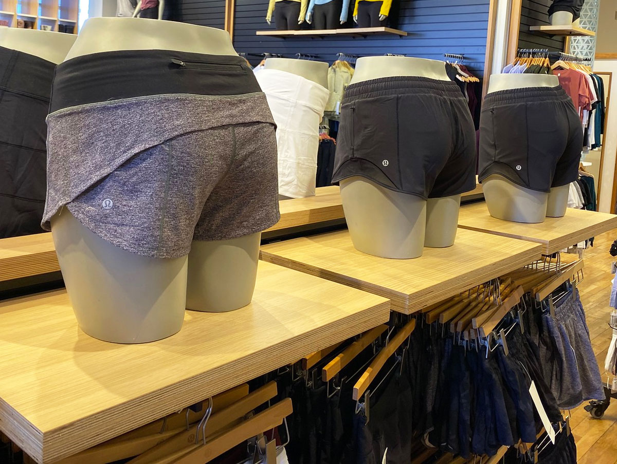 lululemon women's shorts display