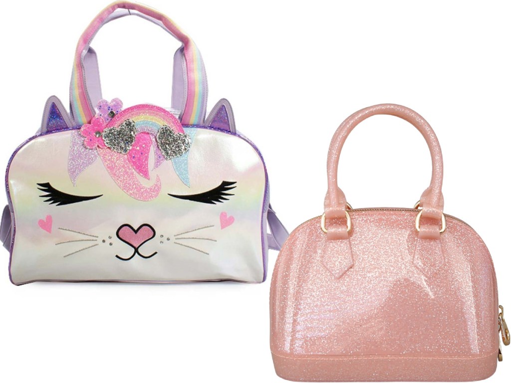 OMG Accessories White & Lavender Rainbow Flower Crown Cat Duffel Bag and Whitney Elizabeth Jelly Satchel
