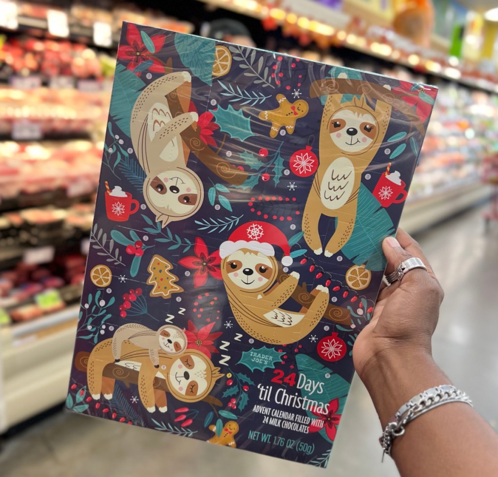 Trader Joe's Advent Calendar with Sloth design