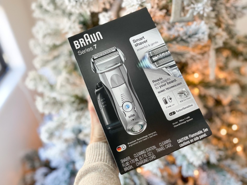 braun mens razor in box near tree