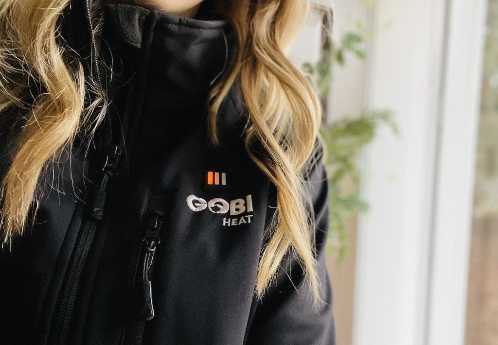 close up of gobi heat heated jacket logo