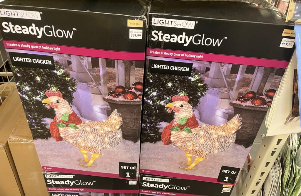 lighted chicken holiday decor at tractor supply