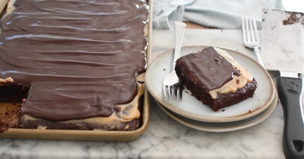 texas sheet pan cake on a plate