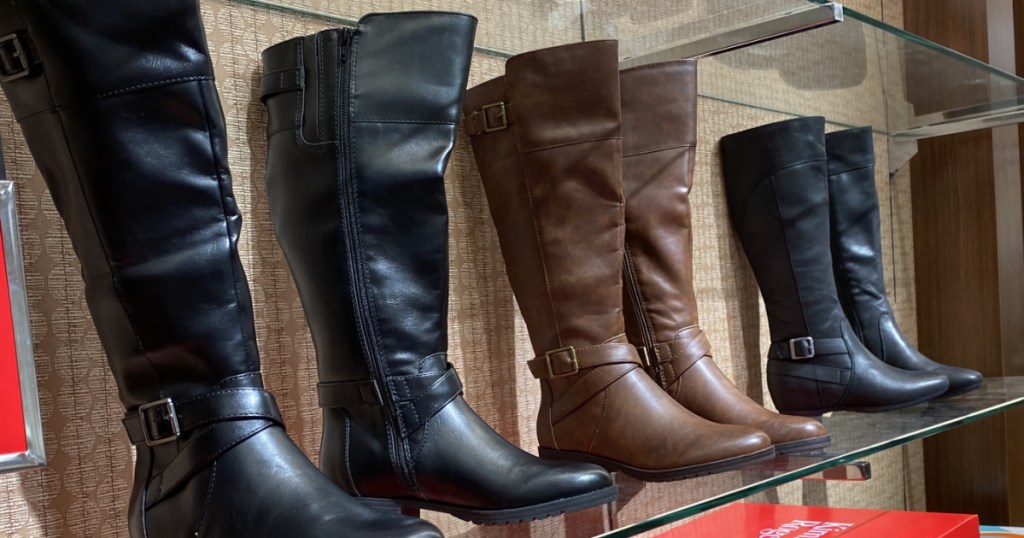 boots sitting on display in store