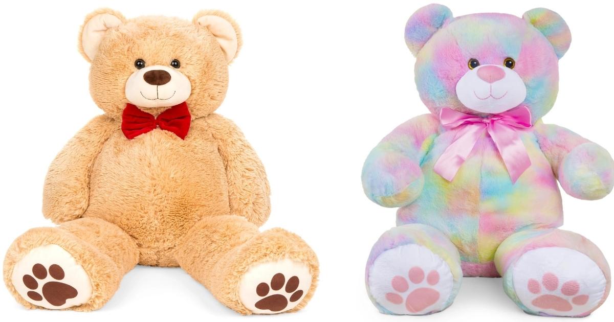 Giant 38" Plush Teddy Bear in Brown or Pastel