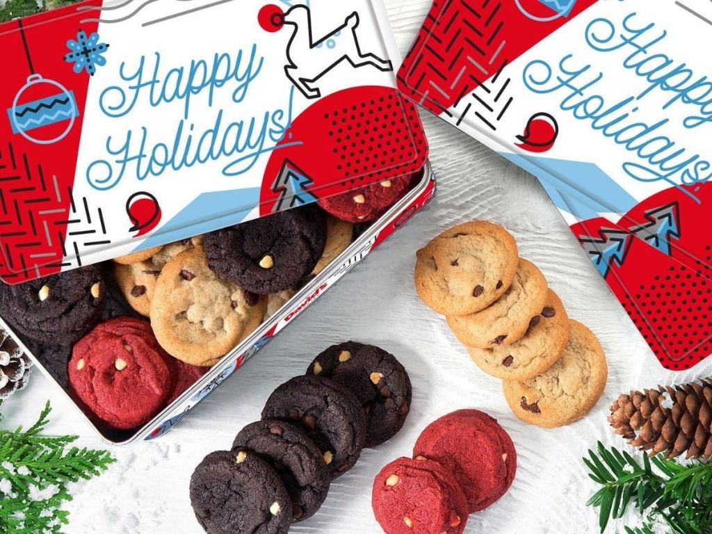 Happy Holidays Tins for David's Cookies