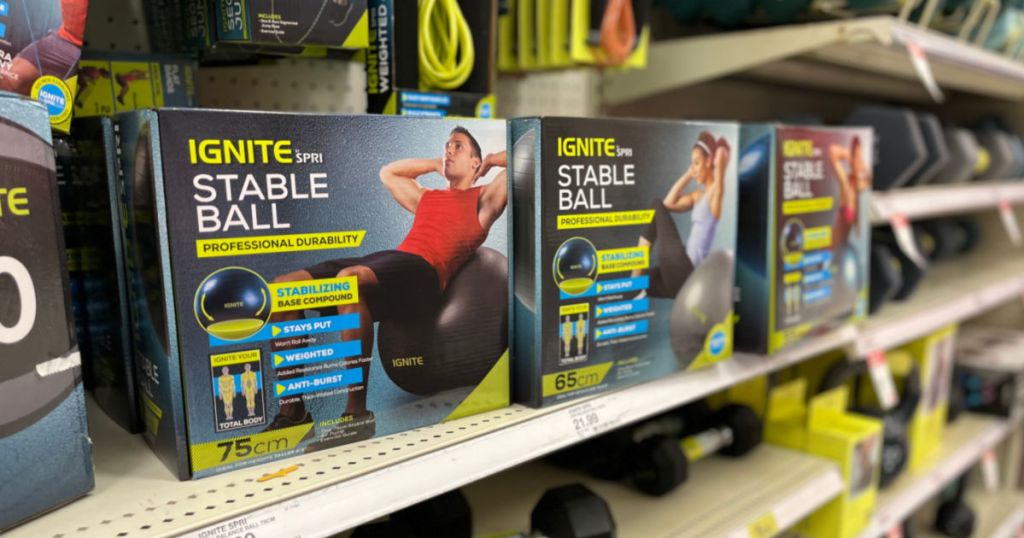 stability ball on shelf at store