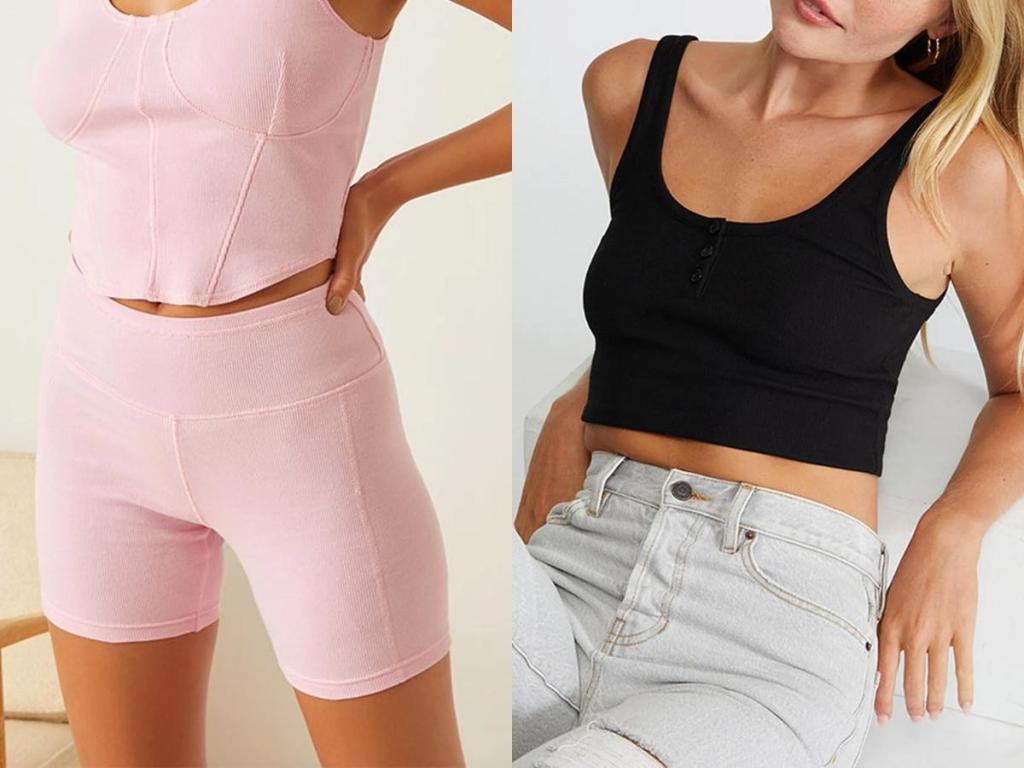 pacsun women's bike shorts and henley tank