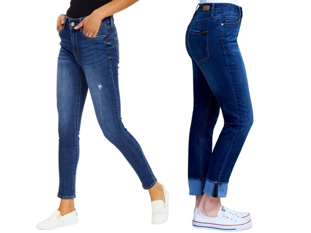 seven7 blue bonnet jeggings and straight cuff jeans