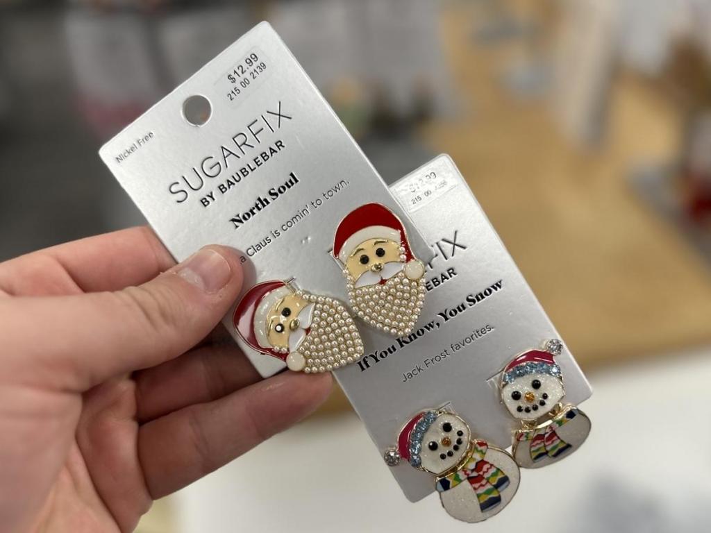 sugarfix santa and snowman drop earrings