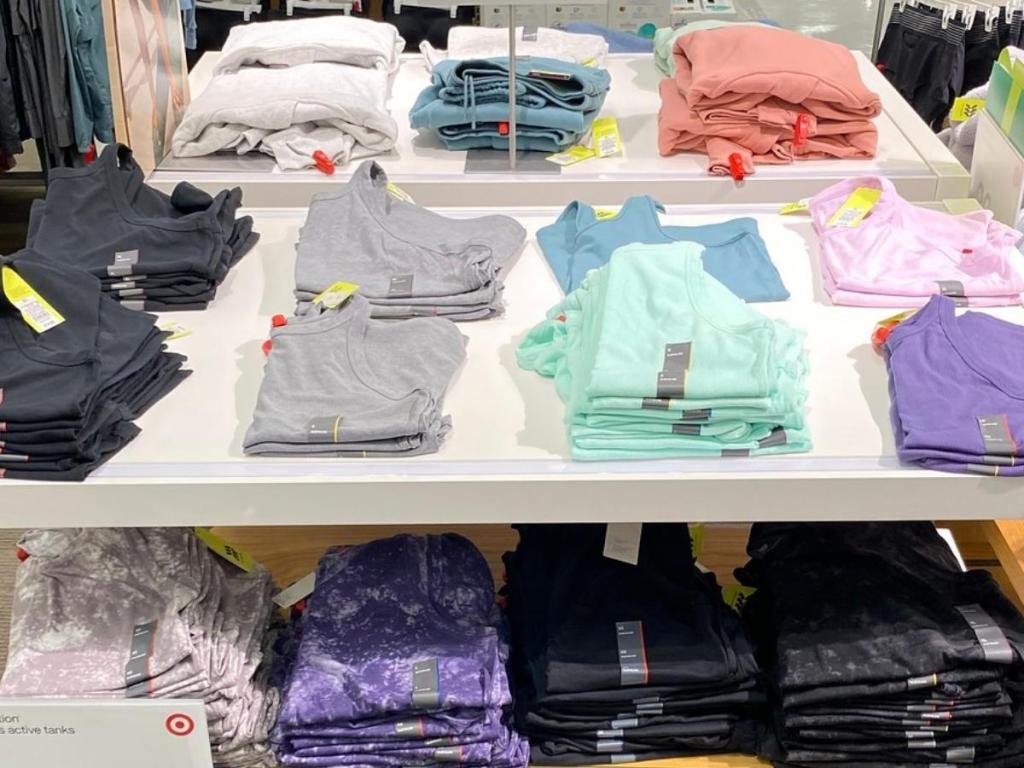 target women's tank tops folded in store