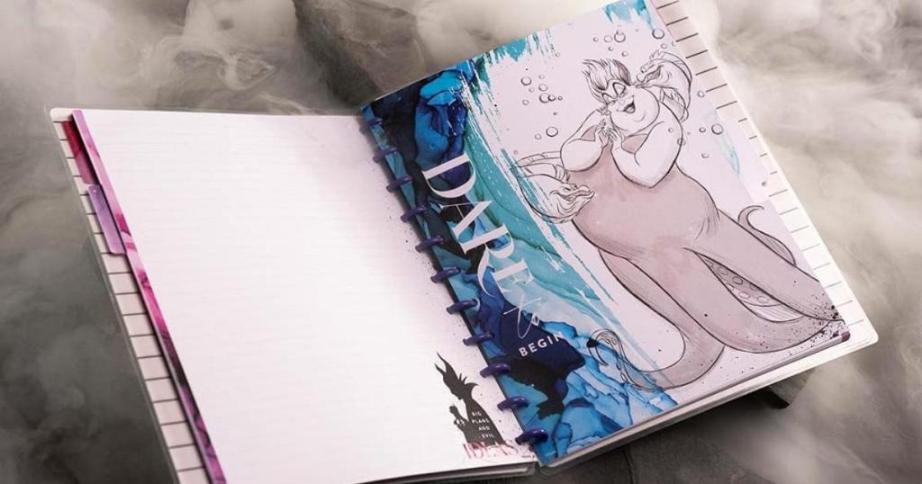 the happy planner villains notebook open to page