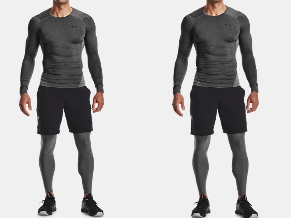 Under Armour Men's HeatGear Leggings in Carbon Heather Black