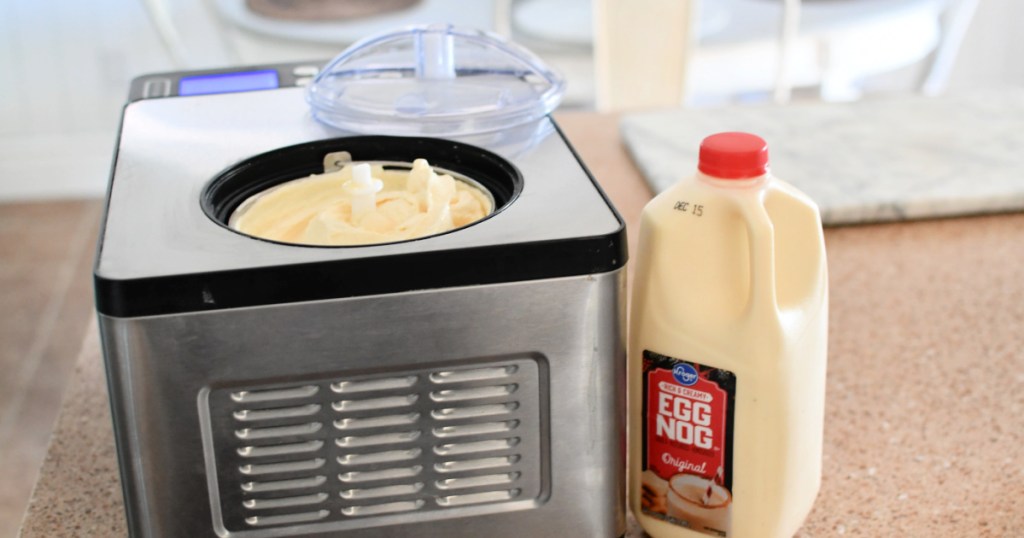 eggnog next to ice cream maker