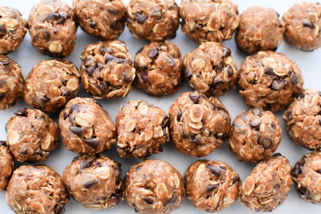 energy bites on a sheet pan