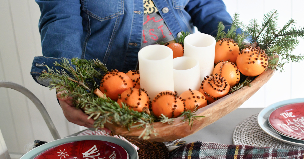 holding a bowl with pomander balls - diy home decor ideas