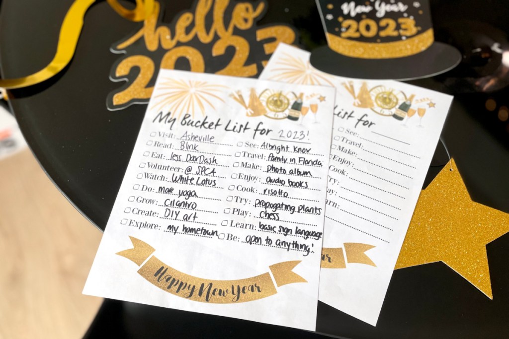 new year bucket list printable