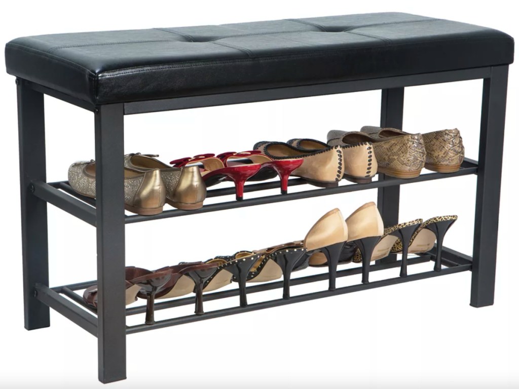 shoe storage bench in black