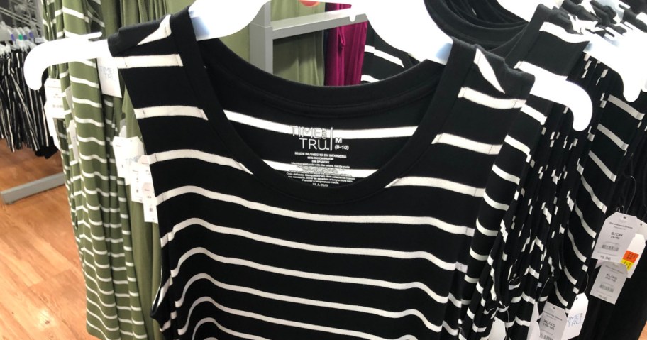 womens black and white striped dress on display at walmart