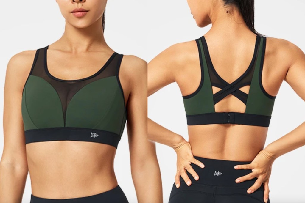 green yvette sculpt mesh sports bra